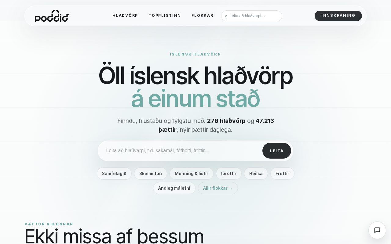 Poddið homepage